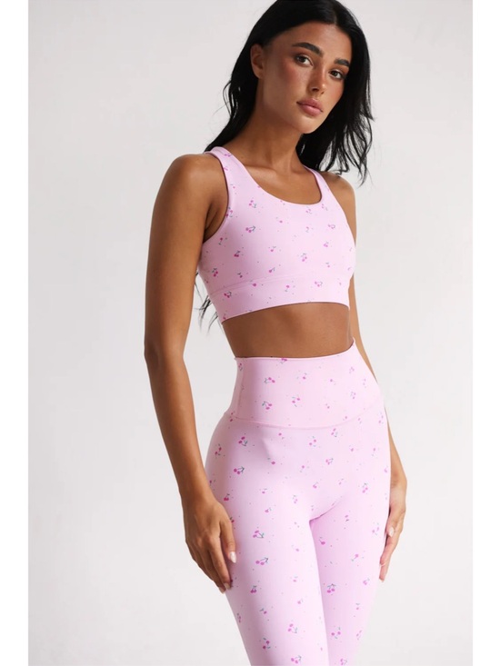 Astoria Other - Pink Cherry Patterned Active Set - Sports Bra & High Waist Shorts